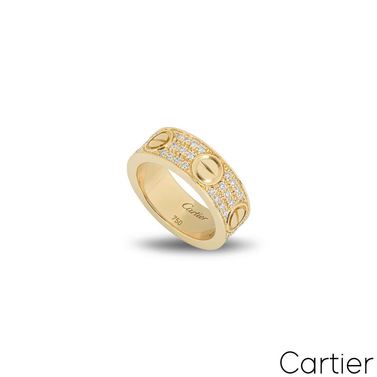 Cartier Yellow Gold Pave Diamond Love Ring Size 55 Cartier Yellow Gold Pave Diamond Love Ring Size 55